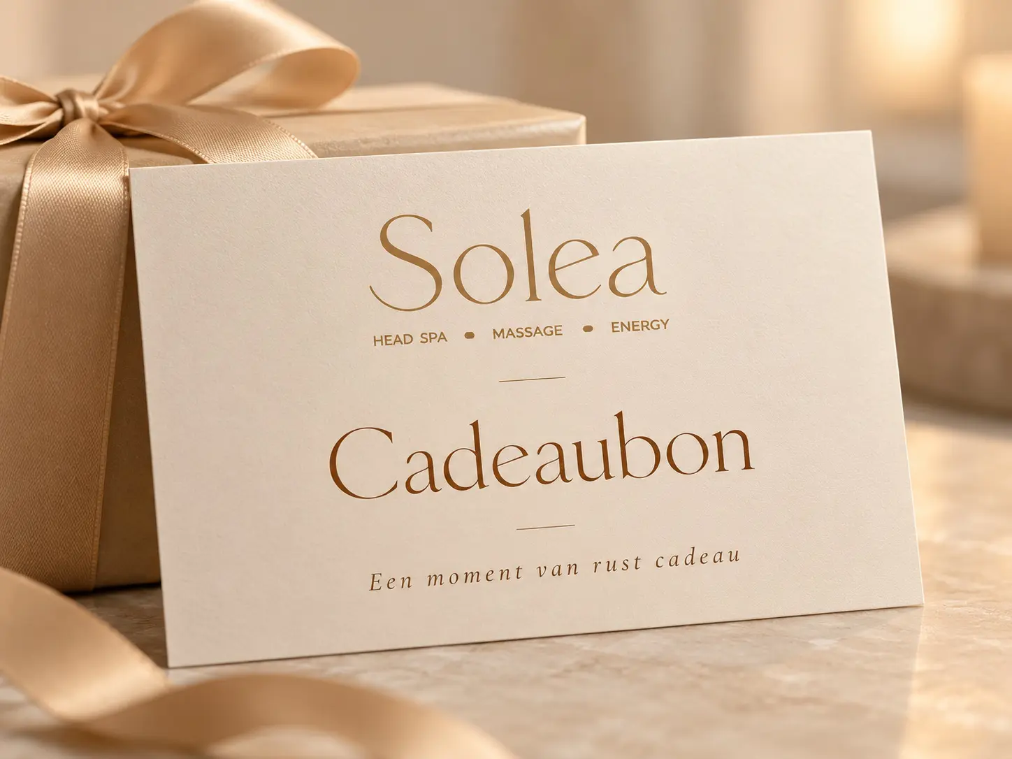 Solea cadeaubon met een gouden lint